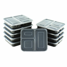 Recipientes para comida libre de BPA de 3 compartimentos Envases de comida de plástico reutilizables con tapas Caja de almuerzo bento apilable Congelador seguro